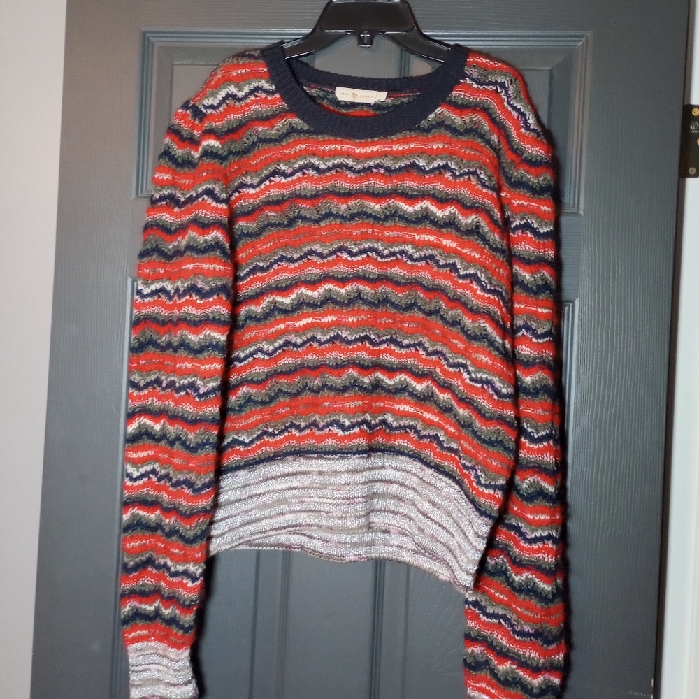 Tory Burch Lurex Metallic Stripe Sweater Valentine's Day Fashion Chunky Y2K Knit